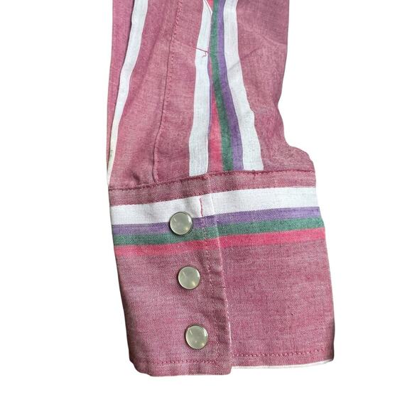 ELY PLAINS Men's Western Shirt Stripe Pearl Snap Button Up 15.5 34/35 - Picture 9 of 11